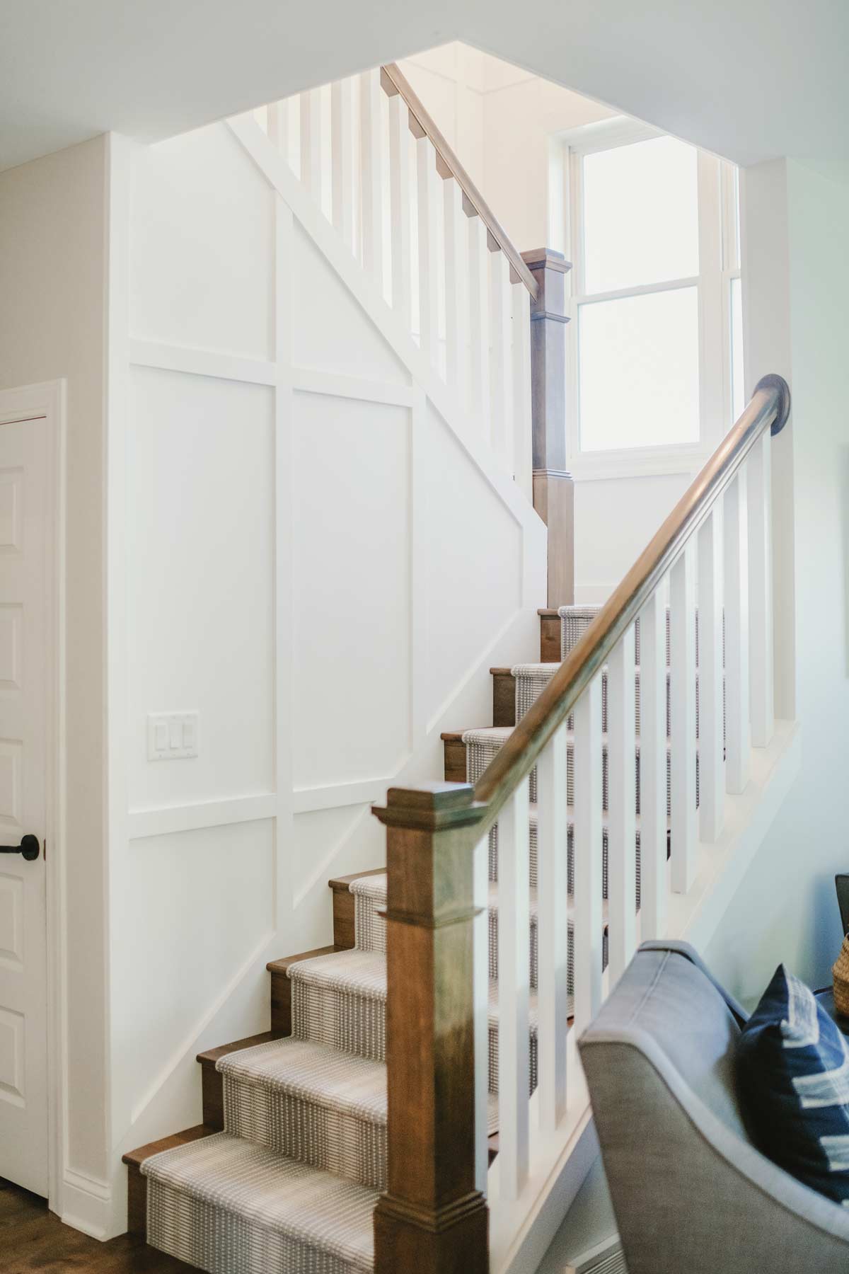 A newly designed stairway in a modern home