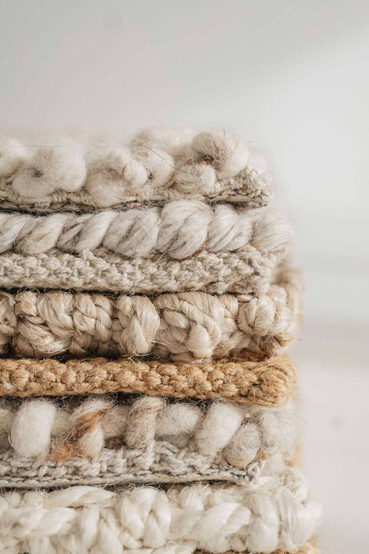 A stack of textiles and carpet